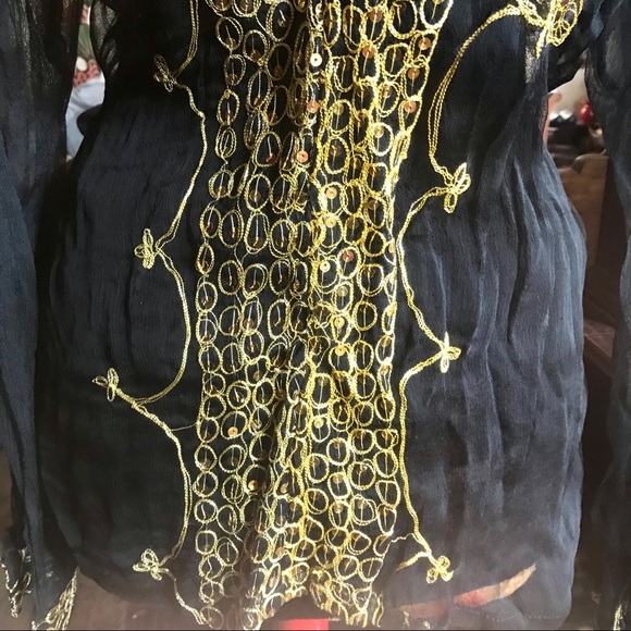 Sheer gold sequins & threading festival top - Picture 5 of 5